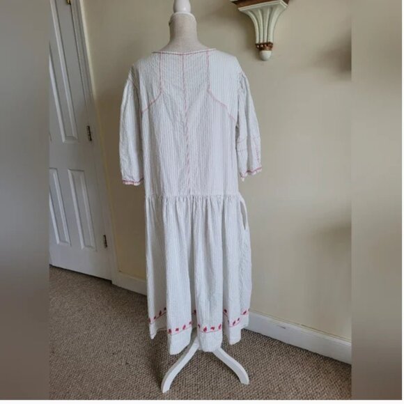 Free People Saugatuck Embroidered Midi Shirt White Dress Oversized size L - Picture 7 of 11